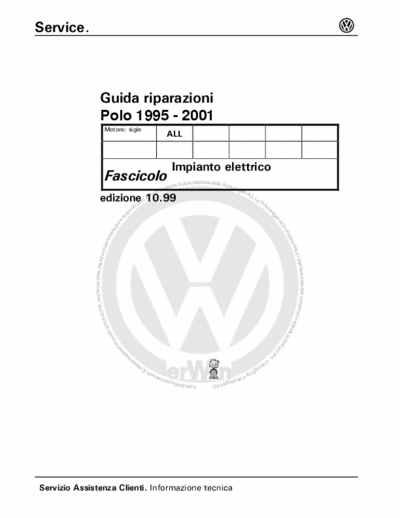 Volkswagen Polo 1995-2001 Guida Riparazioni Impianto Elettrico - Avviamento, Alimentazione, Strumentazione, Tergi, Luci, Cablaggi. - pag. 172